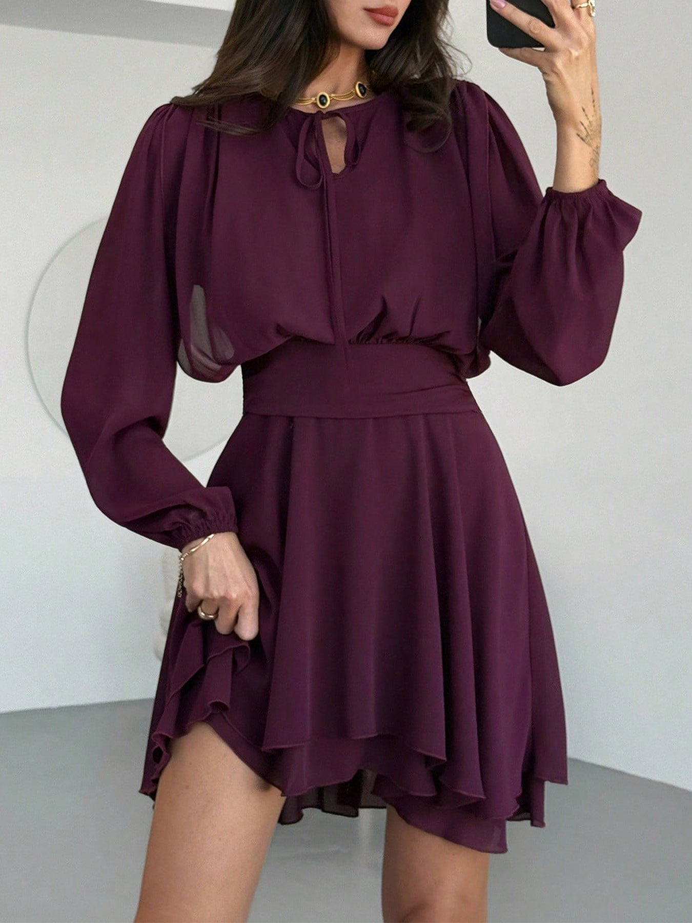 Long Sleeve Dress with Ruffle Hem
