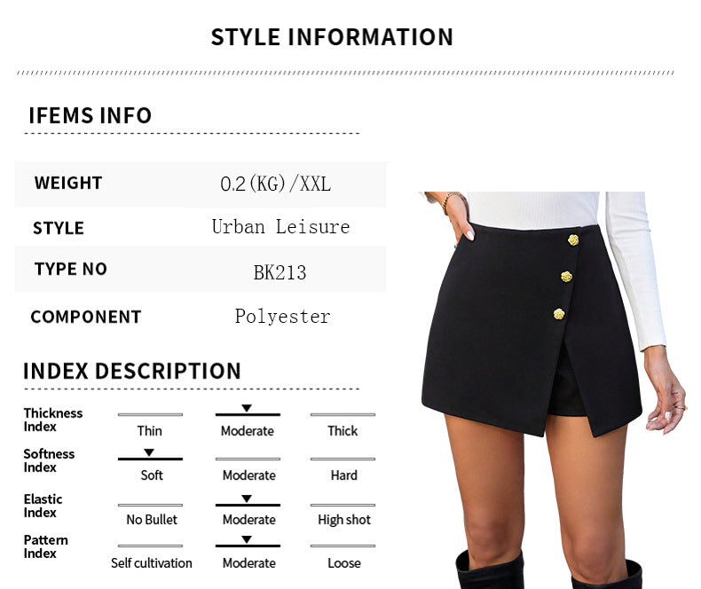Wrap Skirt with Gold Button Details