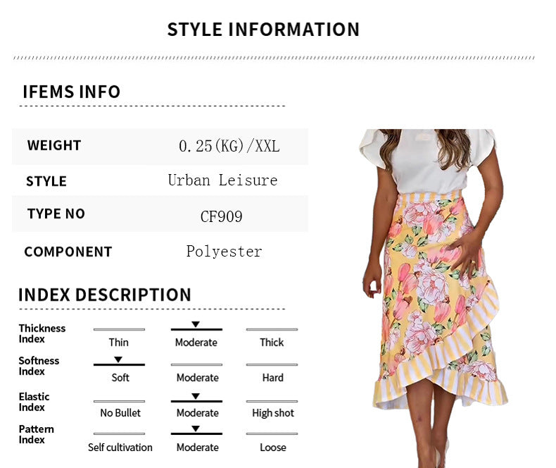 Floral Ruffle Midi Skirt