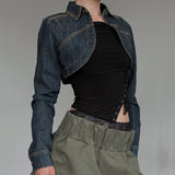 Cropped Two-Tone Denim Jacket