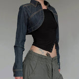 Cropped Two-Tone Denim Jacket