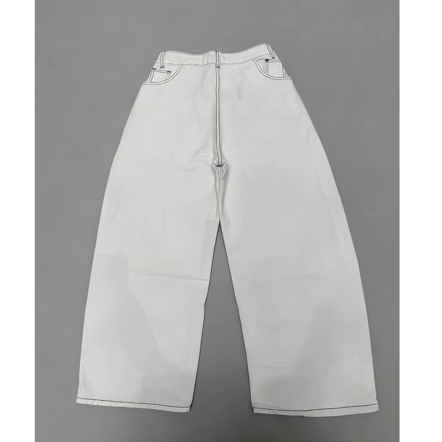 Wide-Leg Embroidered White Jeans