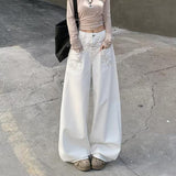 Wide-Leg Embroidered White Jeans