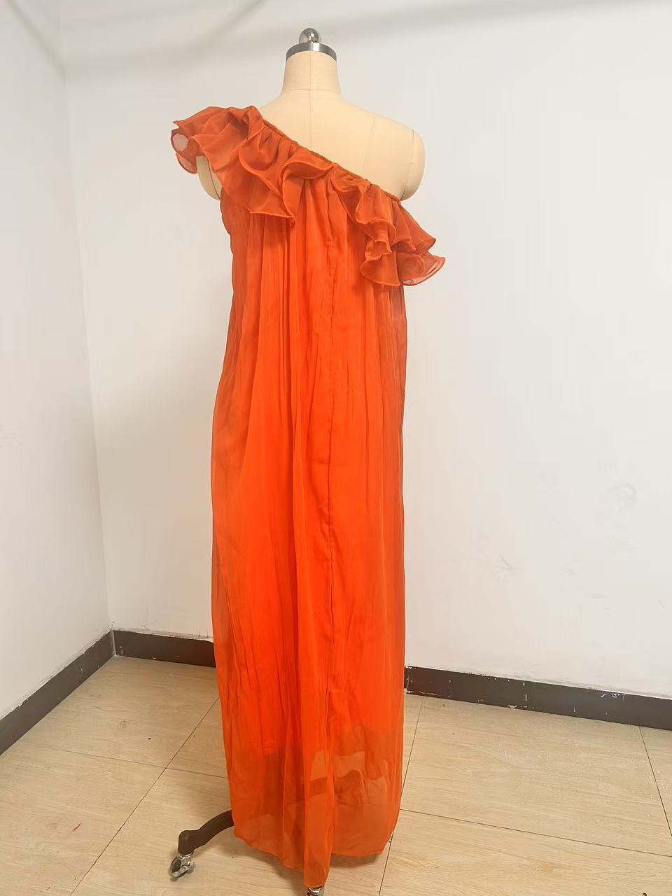 One-Shoulder Ruffled Maxi Dress