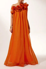 One-Shoulder Ruffled Maxi Dress