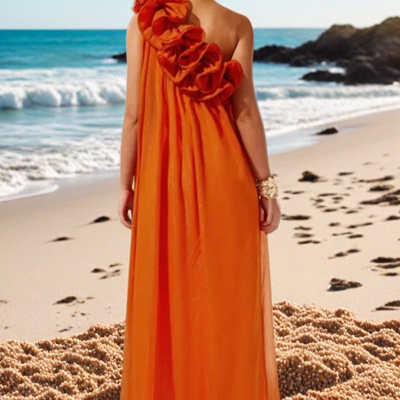 One-Shoulder Ruffled Maxi Dress