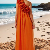 One-Shoulder Ruffled Maxi Dress
