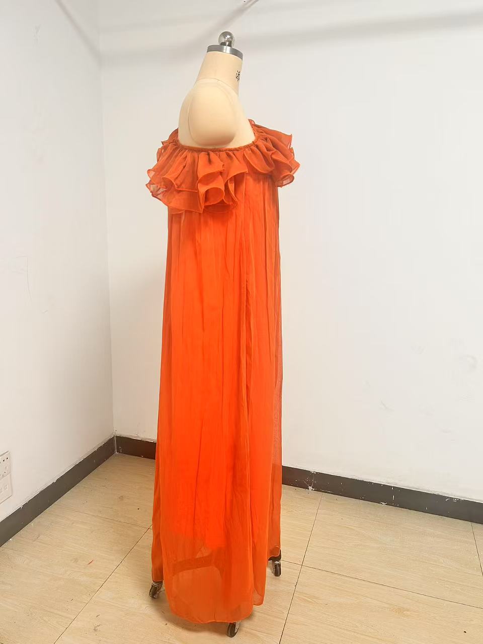 One-Shoulder Ruffled Maxi Dress