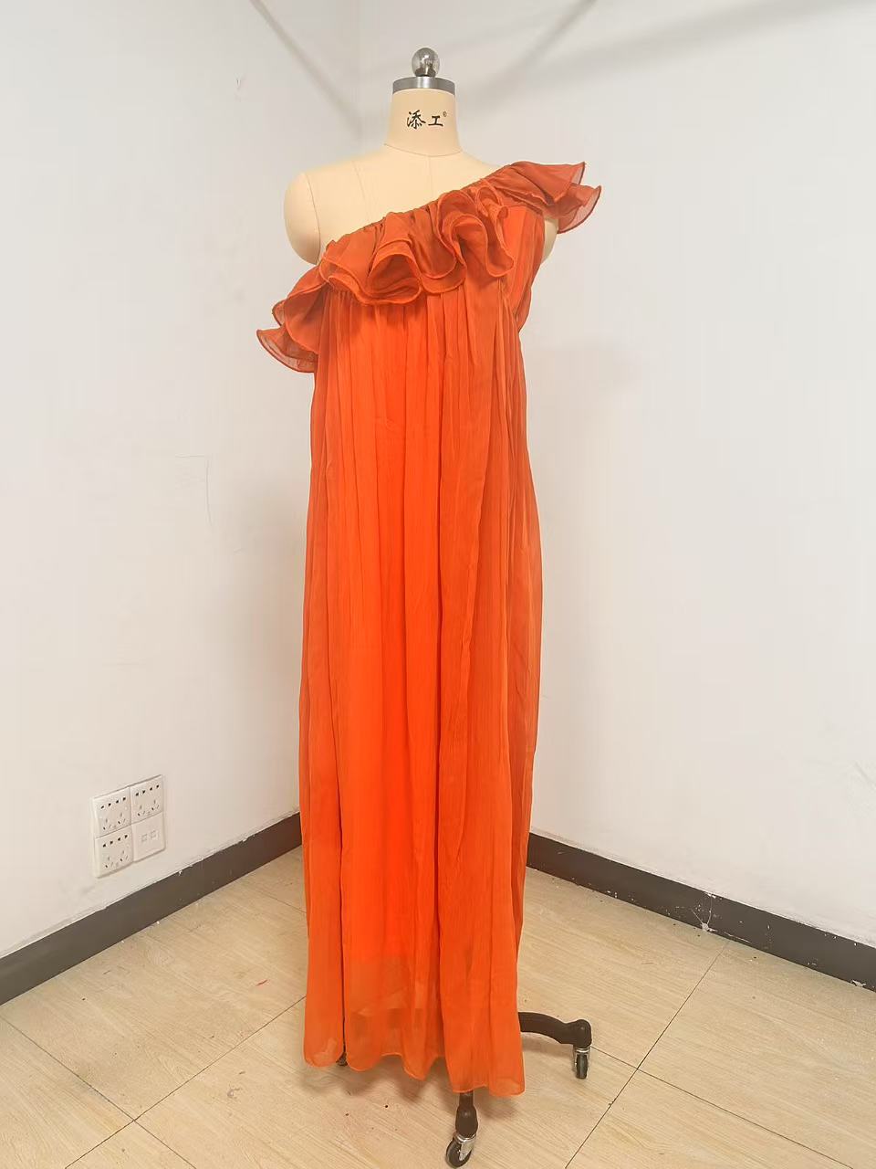 One-Shoulder Ruffled Maxi Dress