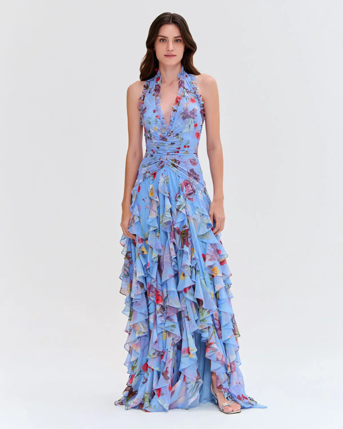 Flowing Floral Ruffled Maxi Dress