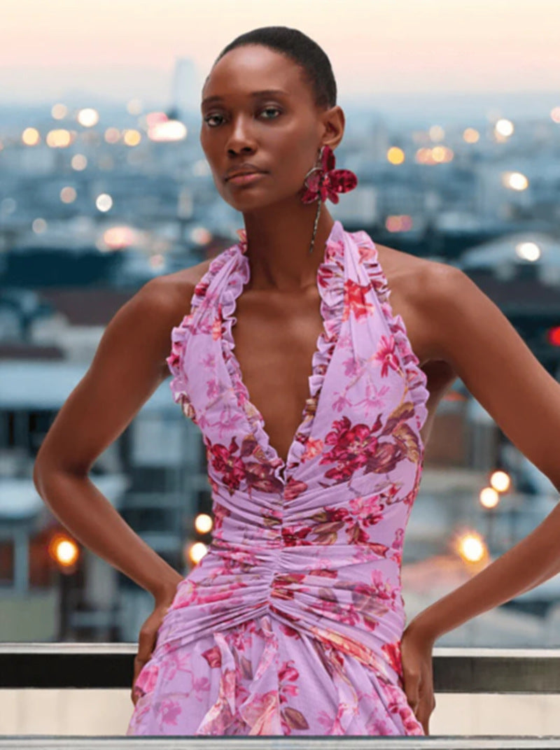 Flowing Floral Ruffled Maxi Dress