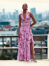 Flowing Floral Ruffled Maxi Dress