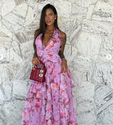 Flowing Floral Ruffled Maxi Dress
