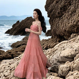 Pink Tiered Beach Maxi Dress