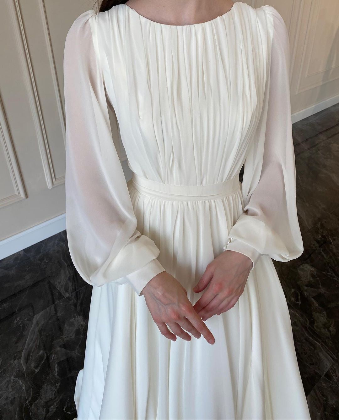 White Long Sleeve Wedding Dress