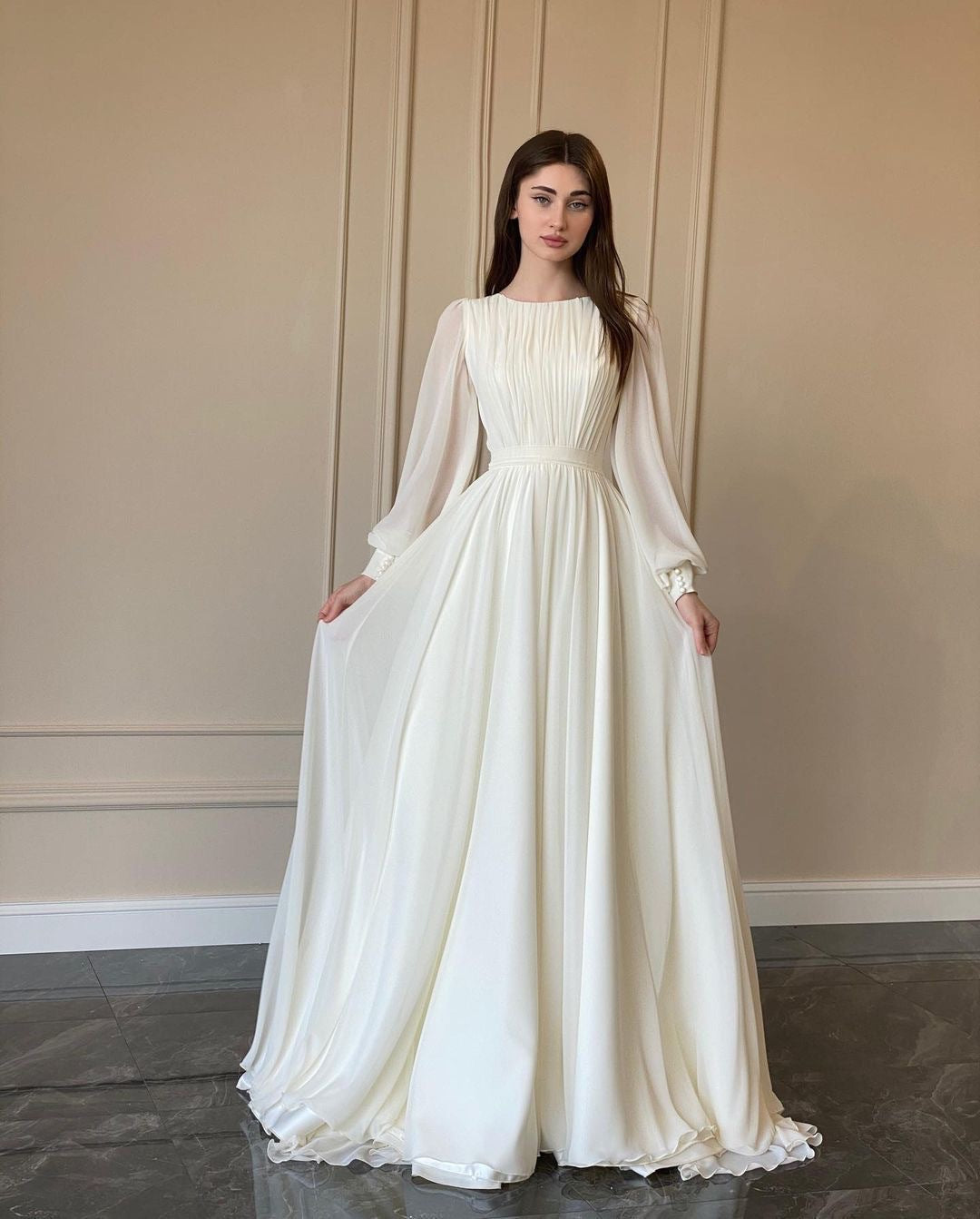 White Long Sleeve Wedding Dress