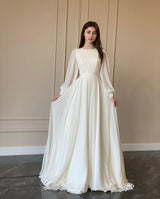 White Long Sleeve Wedding Dress