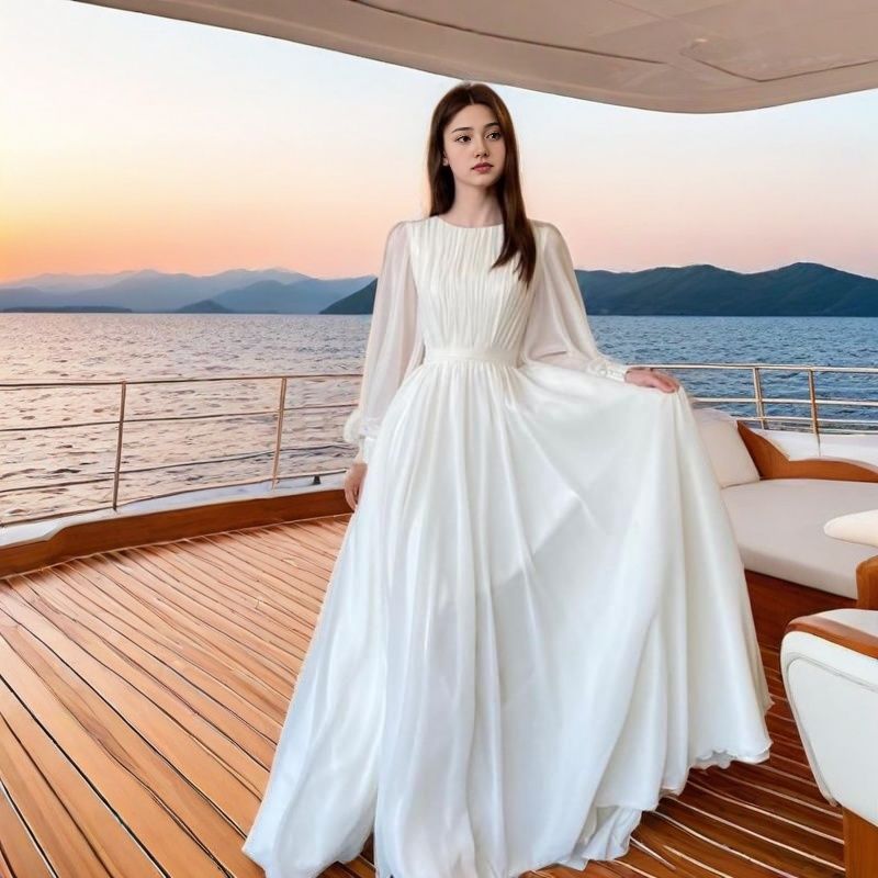 White Long Sleeve Wedding Dress