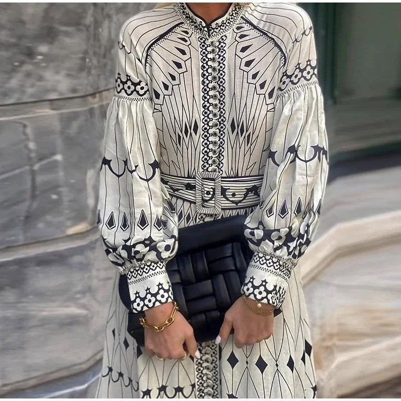 Chic Patterned Maxi Dress