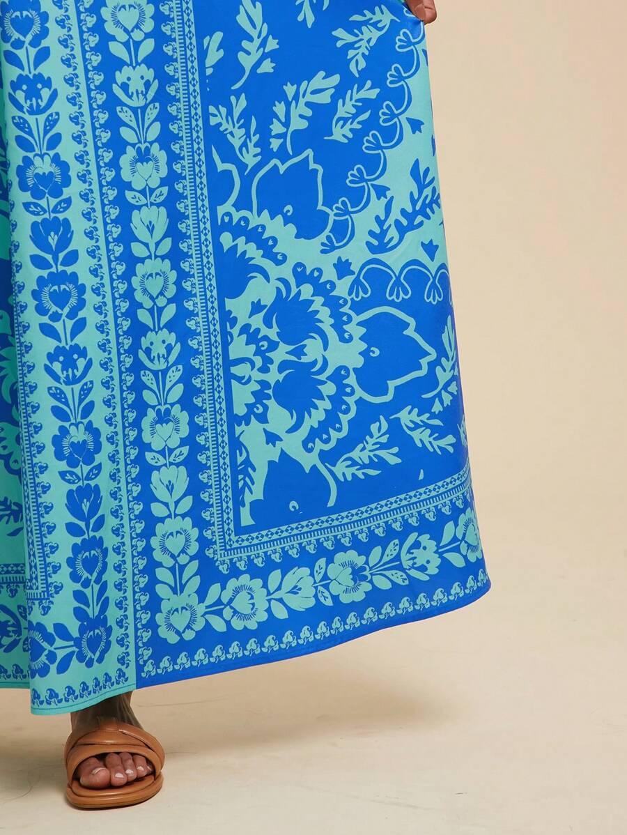 Vibrant Blue Bohemian Maxi Dress