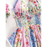 Floral Tiered Halter Dress