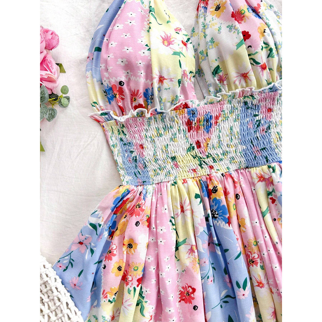 Floral Tiered Halter Dress