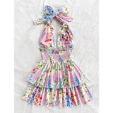 Floral Tiered Halter Dress