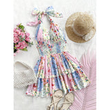 Floral Tiered Halter Dress