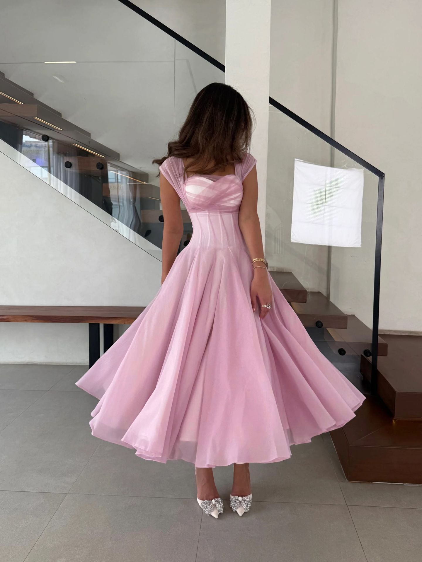 Midi Dress with Pleated Skirt
