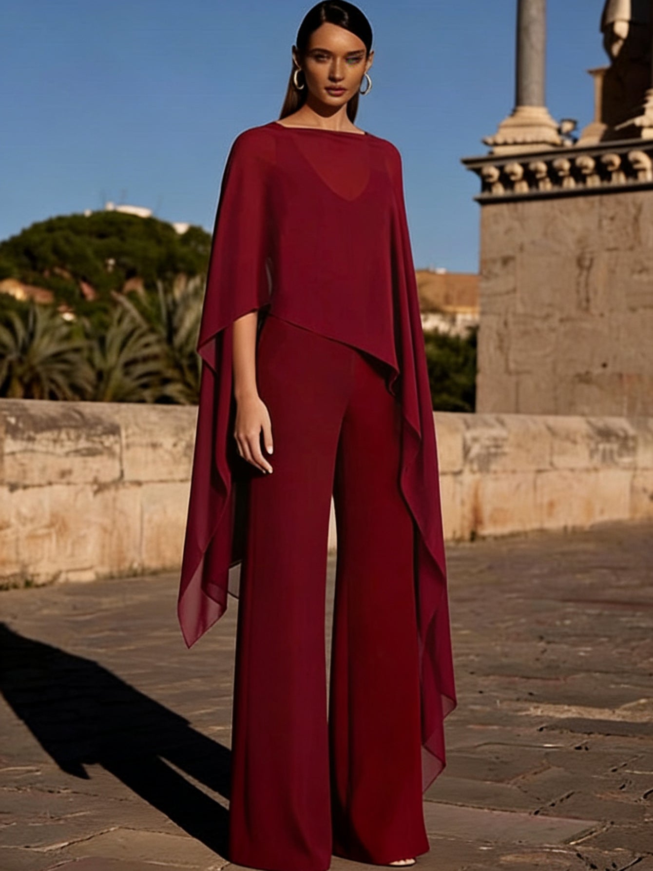 Cape-Style Wide-Leg Set