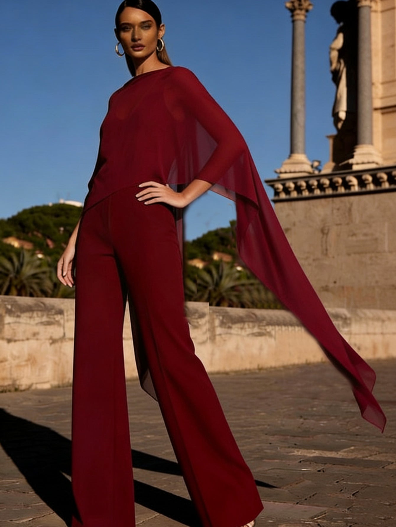 Cape-Style Wide-Leg Set