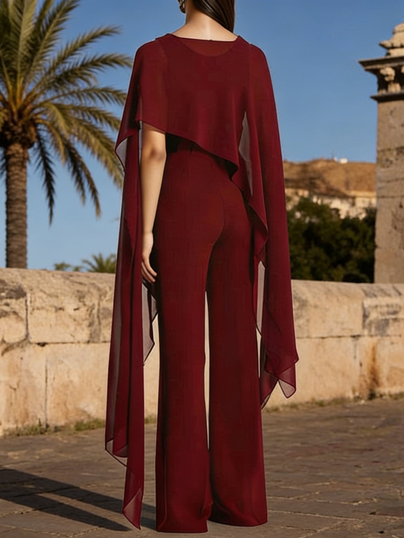 Cape-Style Wide-Leg Set