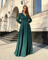 Green Maxi Dress with Pleated Bodice