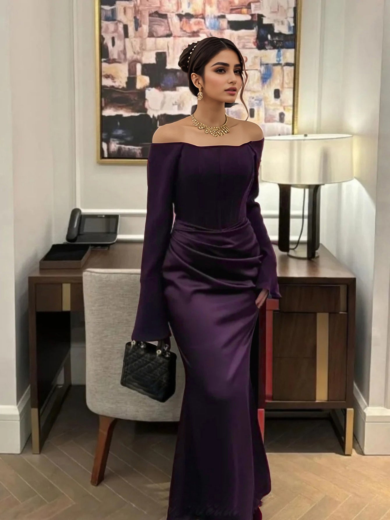Off-Shoulder Evening Gown
