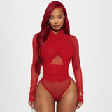 Mesh Long Sleeve Jumpsuit