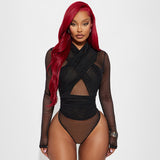 Mesh Long Sleeve Jumpsuit