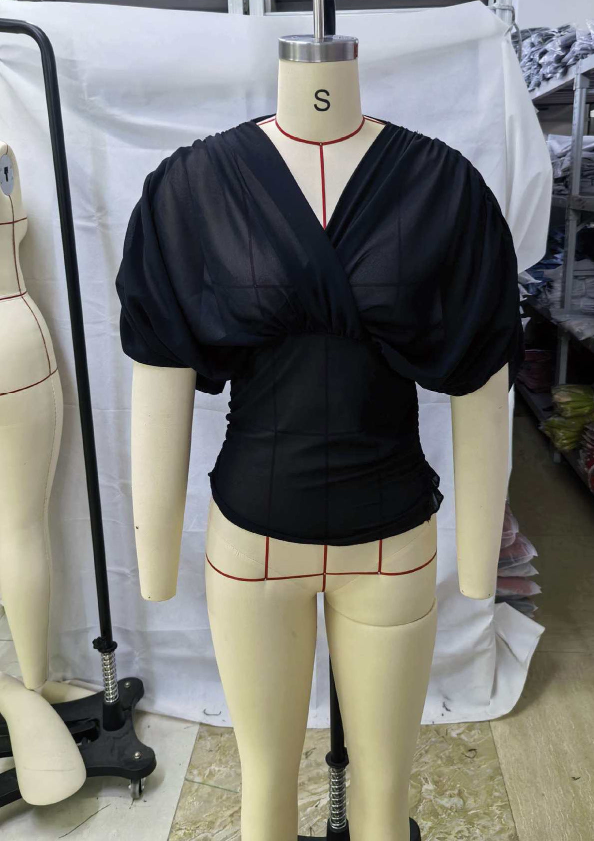 Pleated V-Neck Top