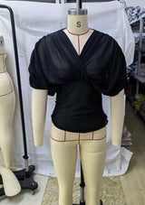 Pleated V-Neck Top