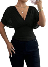 Pleated V-Neck Top