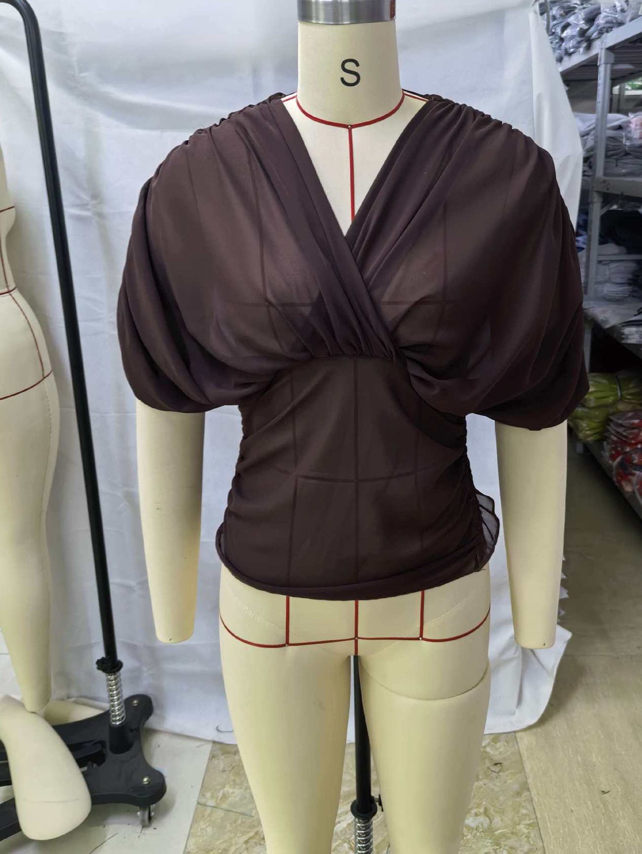 Pleated V-Neck Top