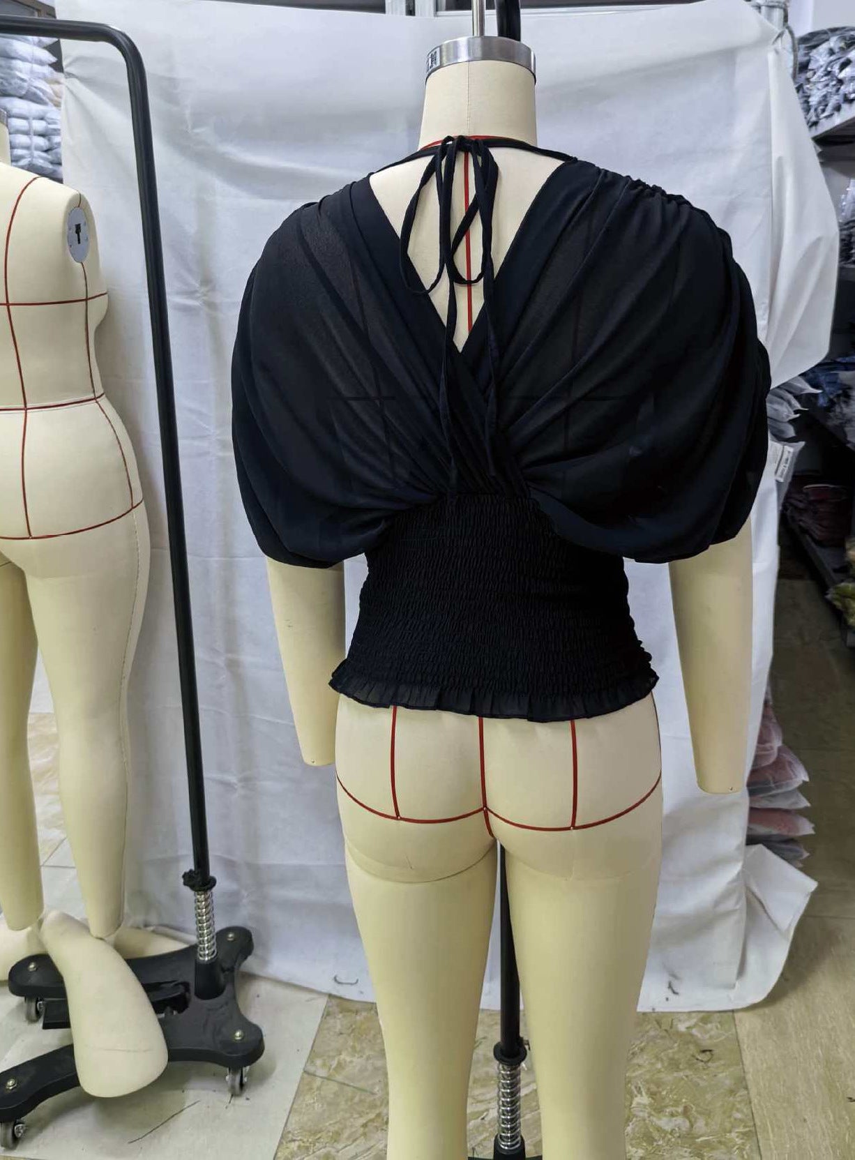 Pleated V-Neck Top