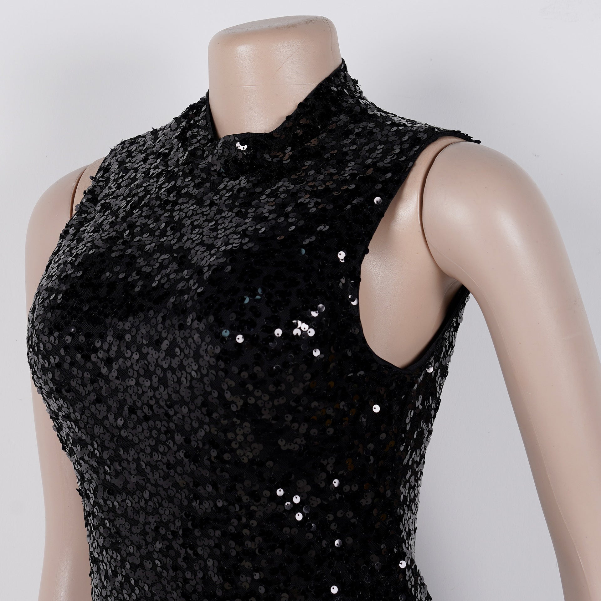Glamorous Black Sequin Evening Gown
