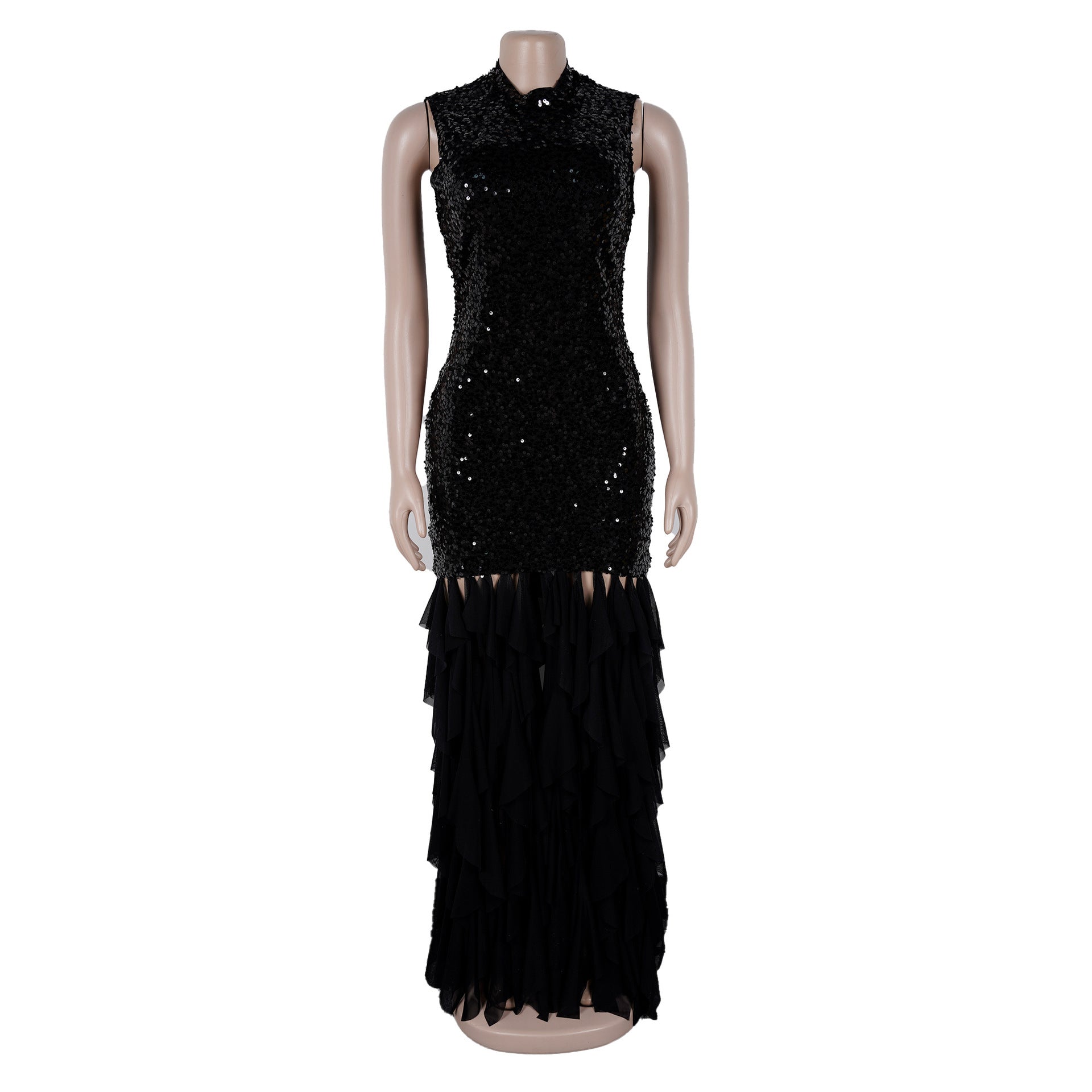 Glamorous Black Sequin Evening Gown
