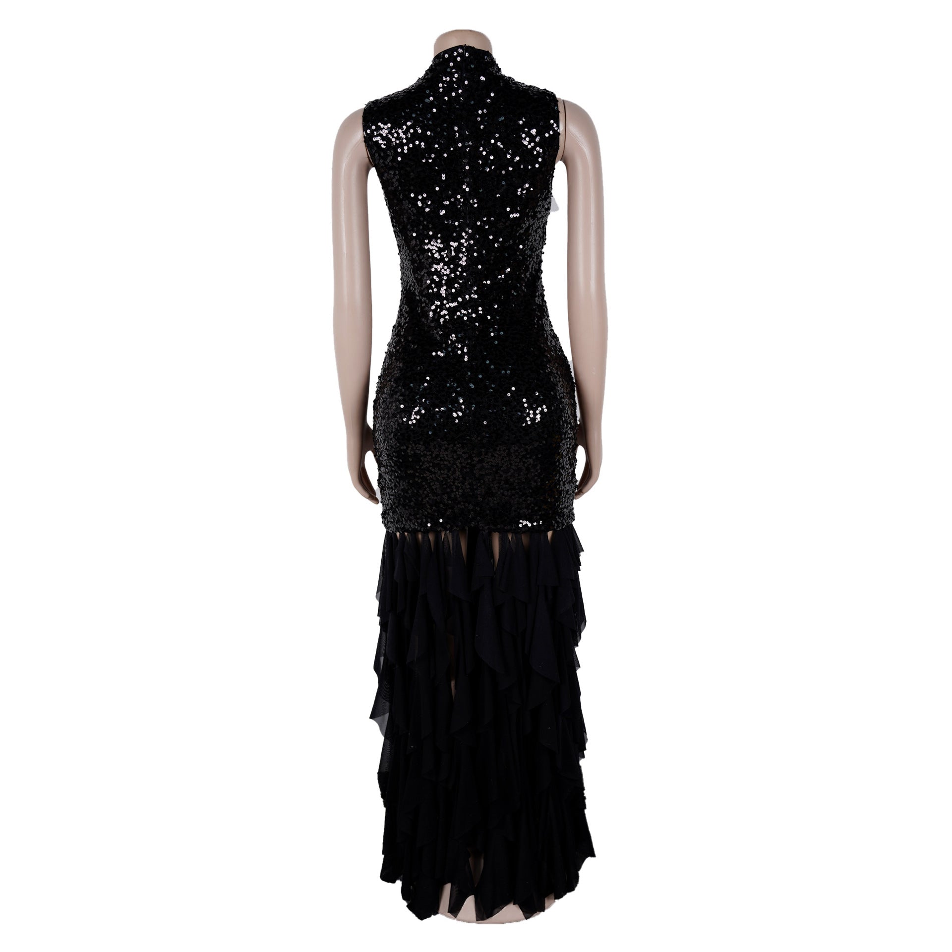 Glamorous Black Sequin Evening Gown