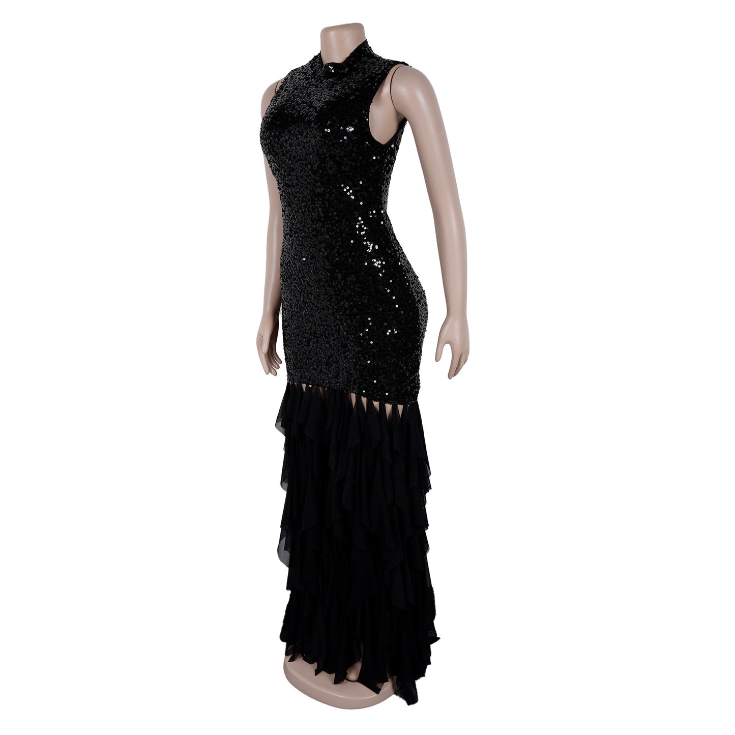 Glamorous Black Sequin Evening Gown