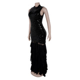 Glamorous Black Sequin Evening Gown