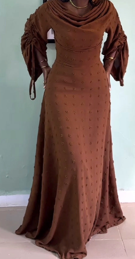 Elegant Maxi Dress with Draped Neckline