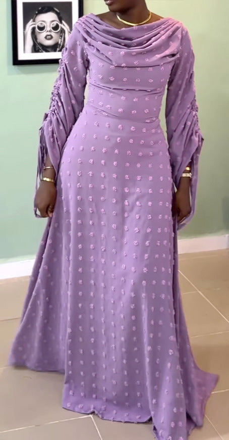 Elegant Maxi Dress with Draped Neckline