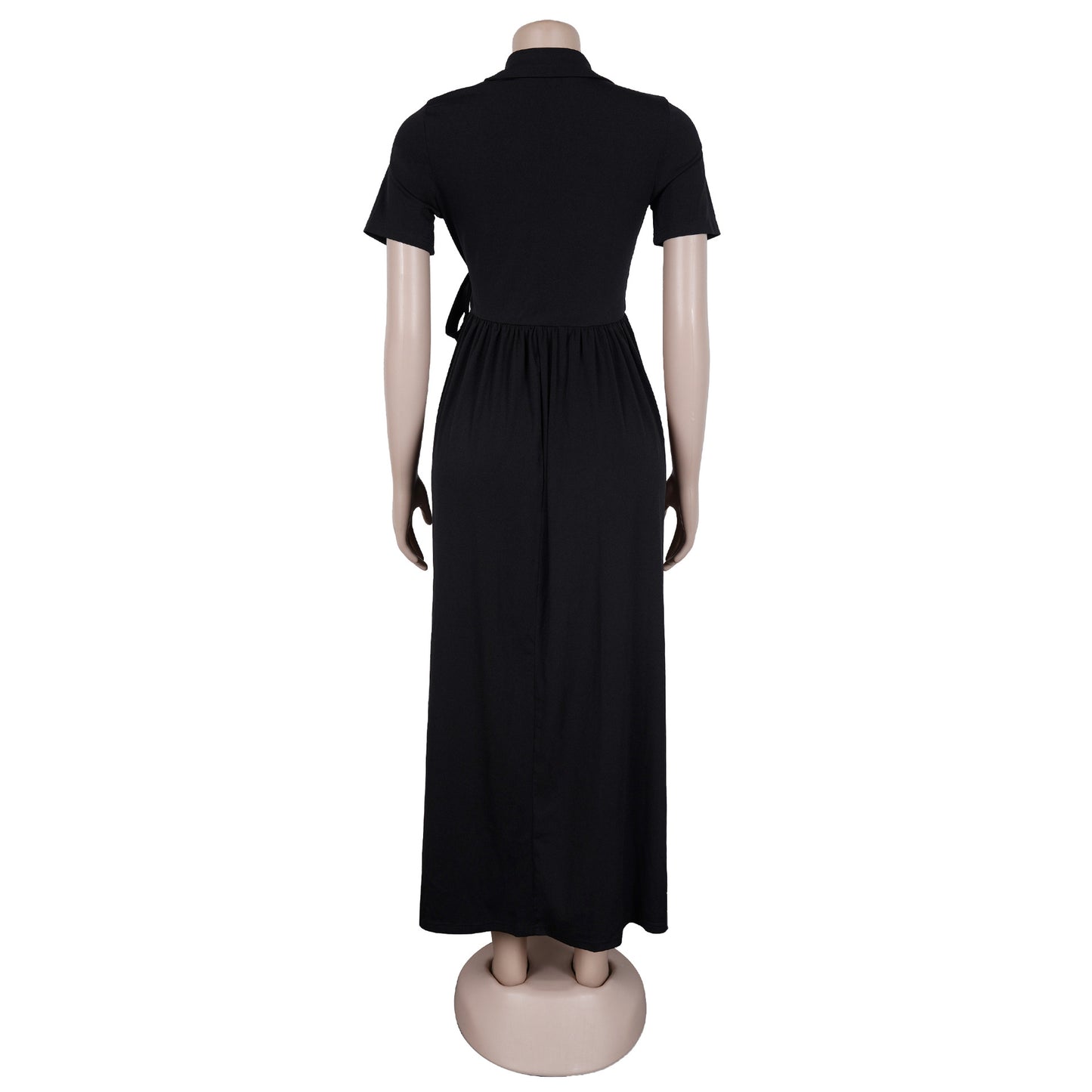 Dress with Short Sleeves and Pleated Skirt