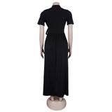 Dress with Short Sleeves and Pleated Skirt